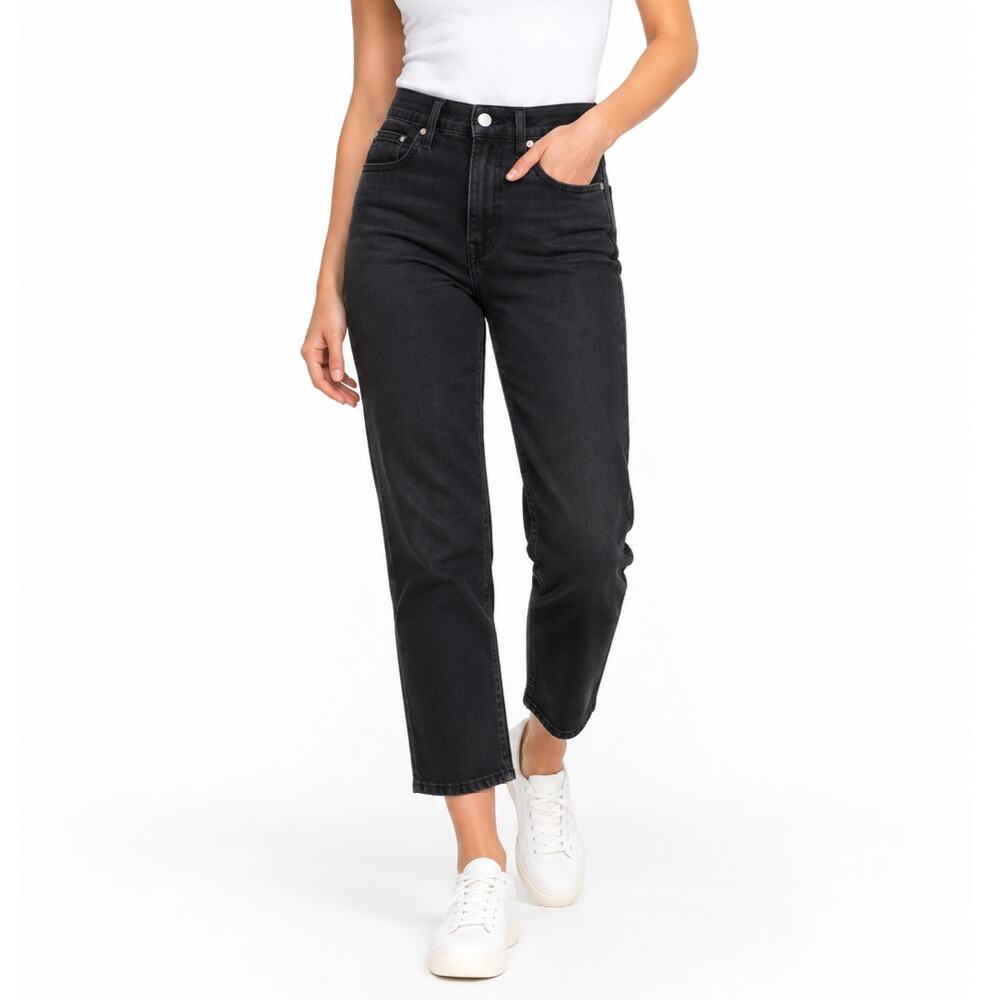 Madewell Slim Crop Jeans Women’s 25 Black High Rise Straight Leg Cropped